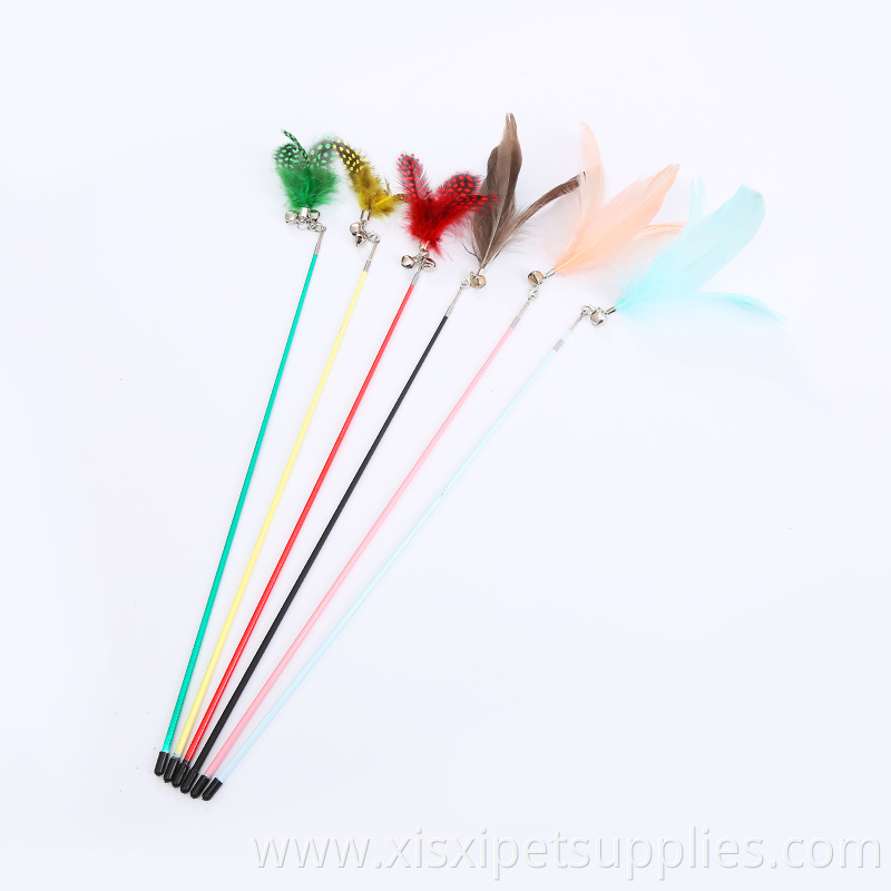 hot selling long hand Stainless steel retractable cat teaser toy with feather